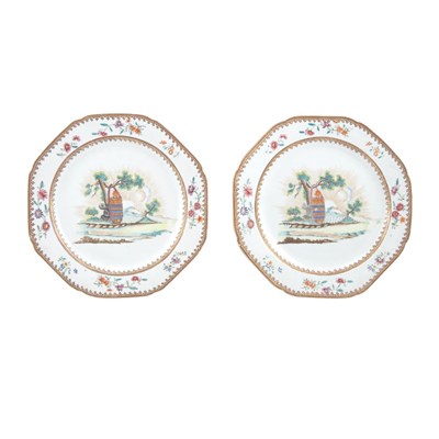 Lot 292 - Two Chinese Export Armorial Porcelain Dishes...