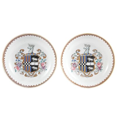 Lot 294 - Two Chinese Export Armorial Porcelain Dishes...