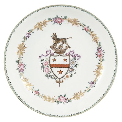 Lot 301 - Chinese Export Armorial Porcelain Dish Circa...