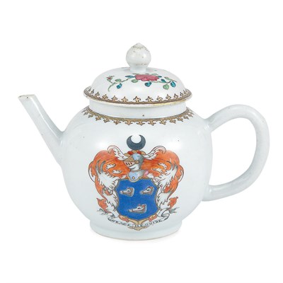 Lot 284 - Chinese Export Porcelain Armorial Teapot Circa...