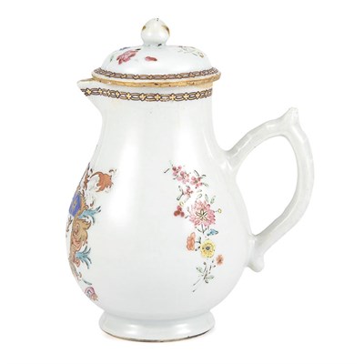 Lot 277 - Chinese Export Armorial Porcelain Pitcher...