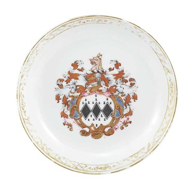 Lot 272 - Chinese Export Armorial Porcelain Dish Circa...