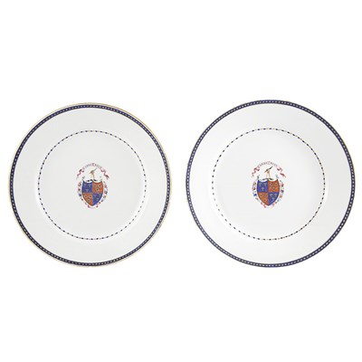 Lot 305 - Two Chinese Export Armorial Porcelain Dishes...