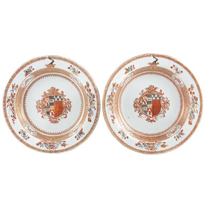 Lot 258 - Two Chinese Export Armorial Porcelain Bowls...
