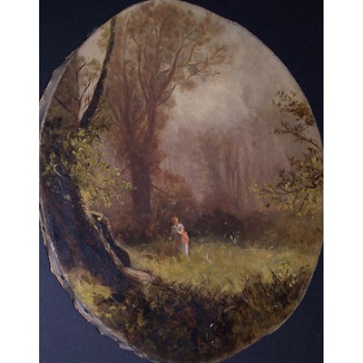 Lot 25 - American School 19th Century Woman in a Forest...