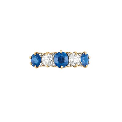 Lot 60 - Antique Gold, Diamond and Sapphire Ring