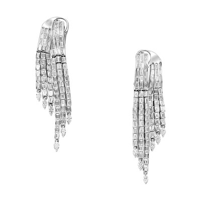 Lot 157 - Pair of Diamond Fringe Earrings