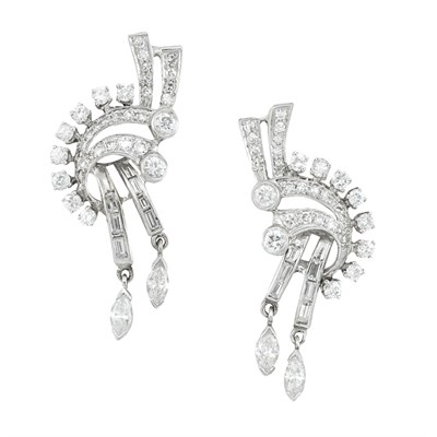 Lot 378 - Pair of Diamond Earrings