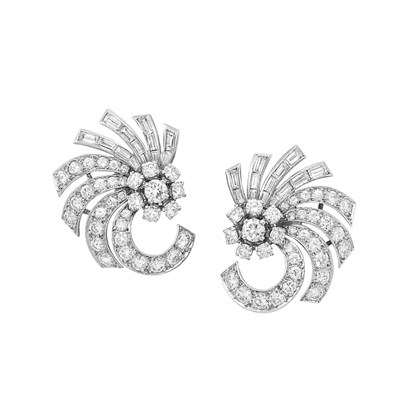 Lot 535 - Pair of Diamond Earclips