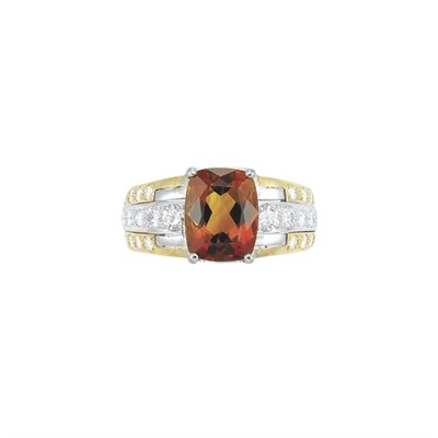 Lot 550 - Two-Color Gold, Citrine and Diamond Ring