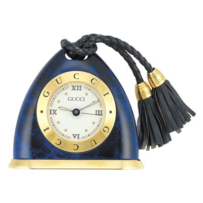 Lot 371 - Imitation Lapis and Metal Desk Clock, Gucci