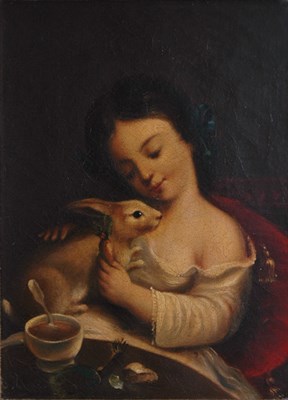 Lot 16 - Continental School 19th Century Girl with Cat...