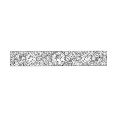 Lot 646 - Platinum and Diamond Bar Brooch