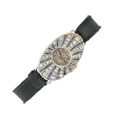 Lot 585 - Diamond and Sapphire Wristwatch