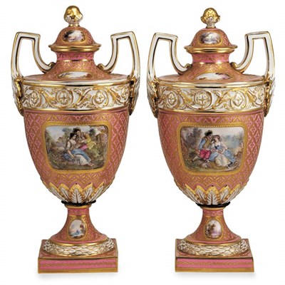 Lot 465 - Pair of Continental Gilt Decorated Porcelain...