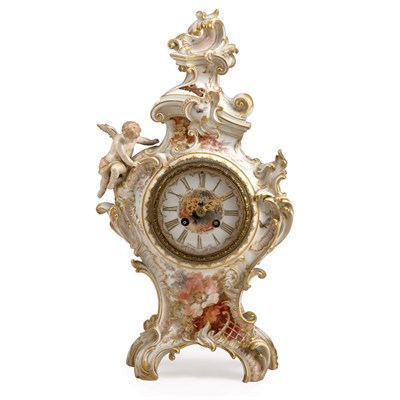 Lot 526 - KPM Gilt Decorated Porcelain Mantel Clock...