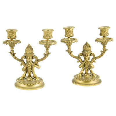 Lot 254 - Pair of Louis XVI Style Gilt-Metal Two-Light...