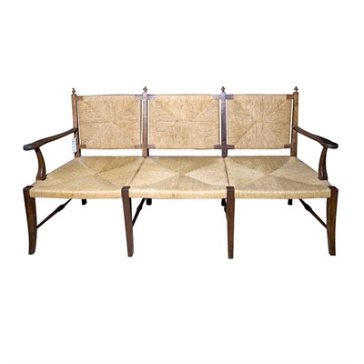 Lot 124 - Mahogany Rush Back and Seat Bench Length 6...