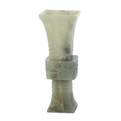 Lot 212 - Chinese Celadon and Gray Jade Gu 19th Century...