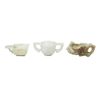 Lot 214 - Group of Three Chinese Celadon Jade Cups...