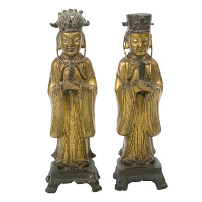 Lot 152 - Two Similar Chinese Gilt-Bronze Figures of...