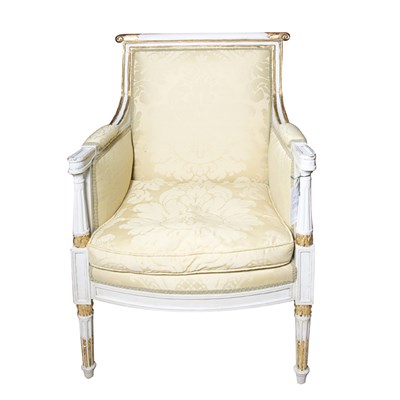 Lot 267 - Louis XVI Style White Painted and Gilt...