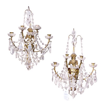 Lot 480 - Pair of Louis XVI Style Gilt-Metal Five-Light...