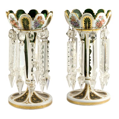 Lot 437 - Pair of Bohemian Style Cased Glass Vases Each...