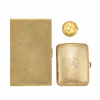 Lot 27 - Low Kt. Gold Case and Gold Cigarette Case and Pill Box