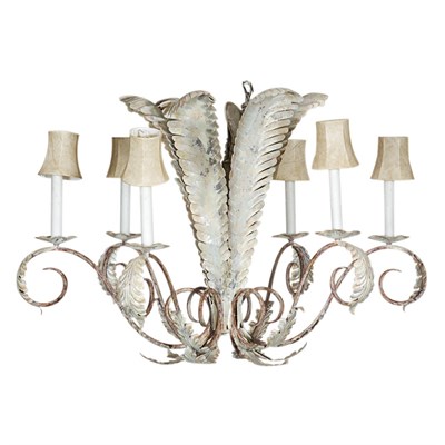 Lot 377 - Tole Painted Urn-Form Six-Light Chandelier...