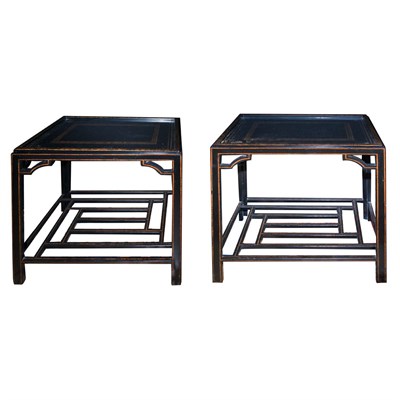 Lot 236 - Pair of Chinese Gilt Decorated Black Painted...