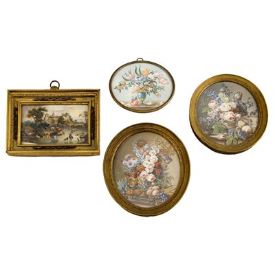 Lot 561 - Group of Framed Miniature Paintings Comprising...
