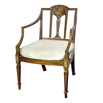 Lot 364 - Edwardian Painted Satinwood Armchair The...