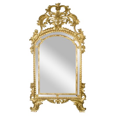 Lot 445 - Rococo Style Gilt-Wood Mirror Of arched form,...