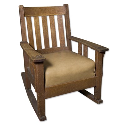 Lot 508 - American Arts and Crafts Oak Rocking Chair...