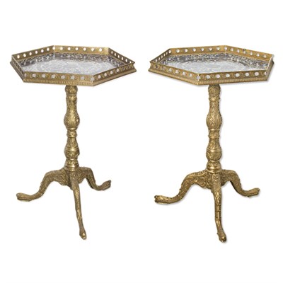 Lot 130 - Pair of Louis XVI Style Metal and Ceramic Side...