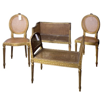Lot 488 - Group of Louis XVI Style Painted Caned Seat...