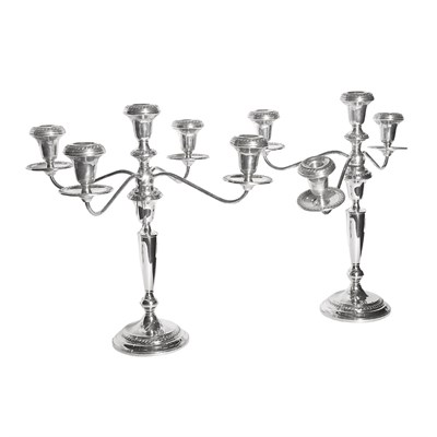 Lot 319 - Pair of Sterling Silver Five-Light Candelabra...