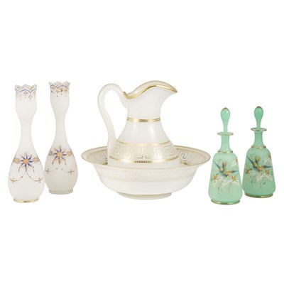 Lot 185 - Group of Six Gilt Decorated Opaline Glass...
