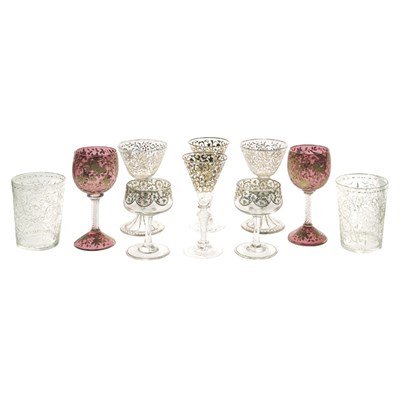 Lot 219 - Group of Gilt Decorated Glass Stemware...