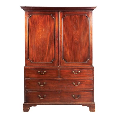 Lot 111 - George III Mahogany Linen Press Late...