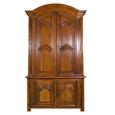 Lot 112 - Provincial Louis XV Walnut Buffet a Deux Corps...