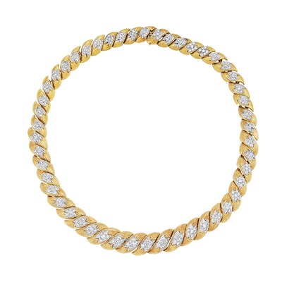 Lot 548 - Two-Color Gold and Diamond Necklace