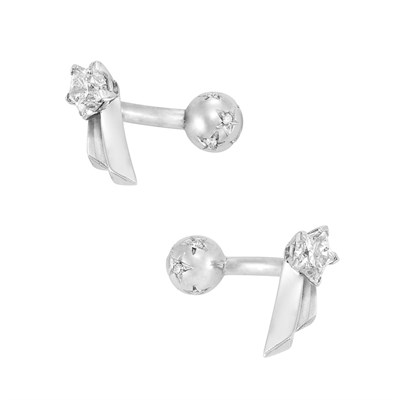Lot 111 - Pair of White Gold and Diamond Star Cufflinks