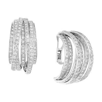Lot 509 - Pair of White Gold and Diamond Hoop Earclips
