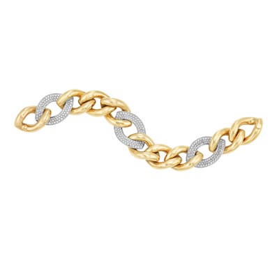 Lot 571 - Two-Color Gold and Diamond Bracelet