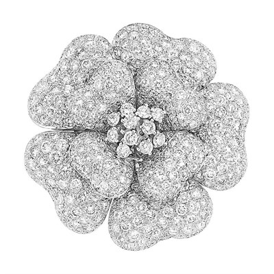Lot 507 - Diamond Flower Clip-Brooch