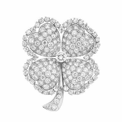 Lot 505 - Platinum and Diamond Flower Brooch, J.E. Caldwell & Co.