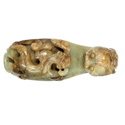 Lot 64 - Chinese Brown and Gray Jade Belt Hook...