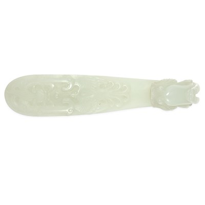 Lot 65 - Chinese White Jade Belt Hook 18th Century...
